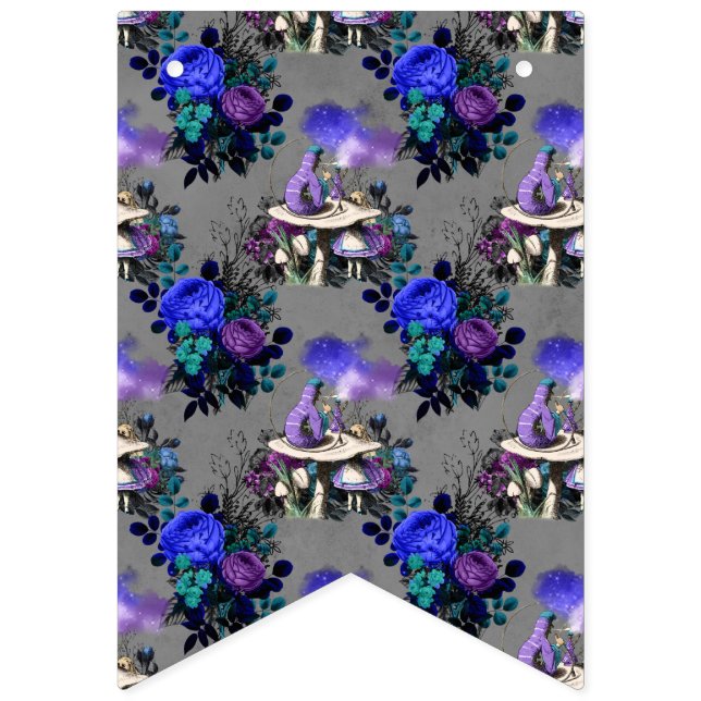 Alice in Wonderland Caterpillar Smoking Flowers Bunting Flags (First Flag)