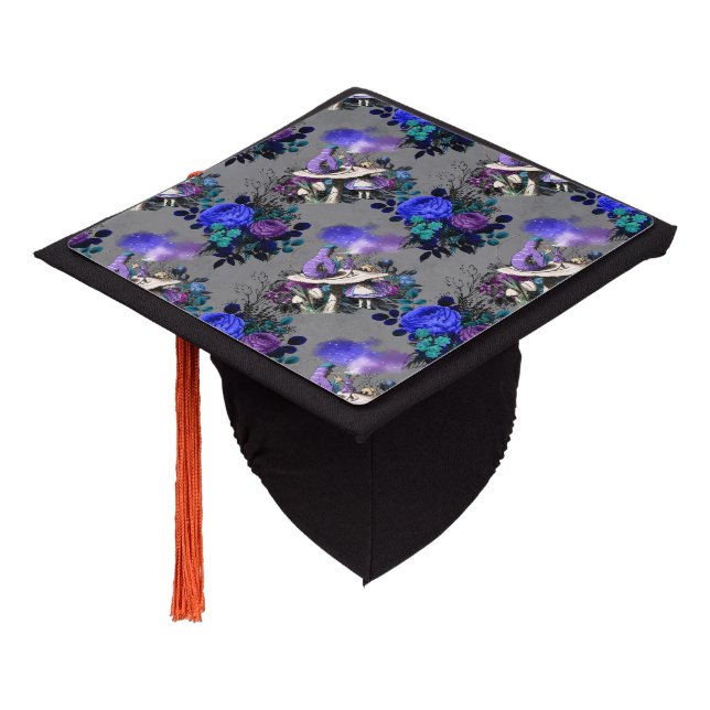 Alice in Wonderland Caterpillar Smoking Flowers Graduation Cap Topper (Angled)
