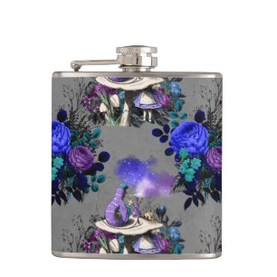 Alice in Wonderland Caterpillar Smoking Flowers Hip Flask