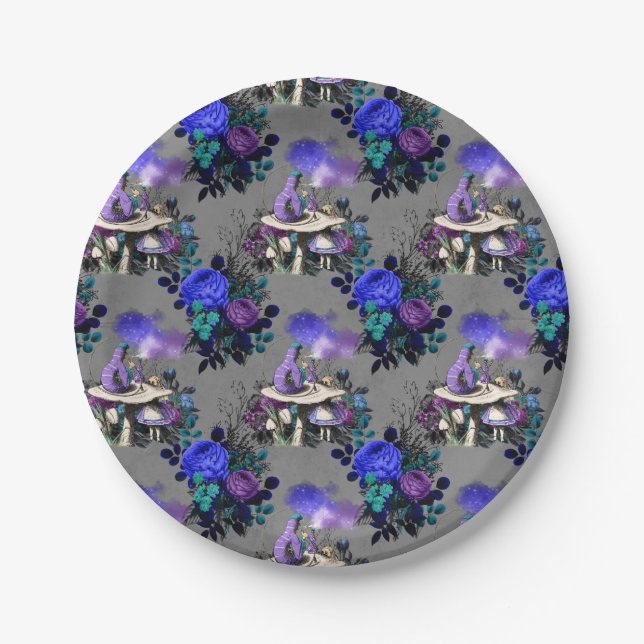 Alice in Wonderland Caterpillar Smoking Flowers Paper Plate (Front)