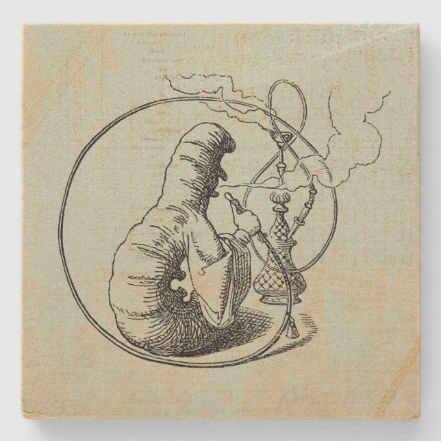 Alice in Wonderland Caterpillar Smoking Hookah Stone Coaster (Front)