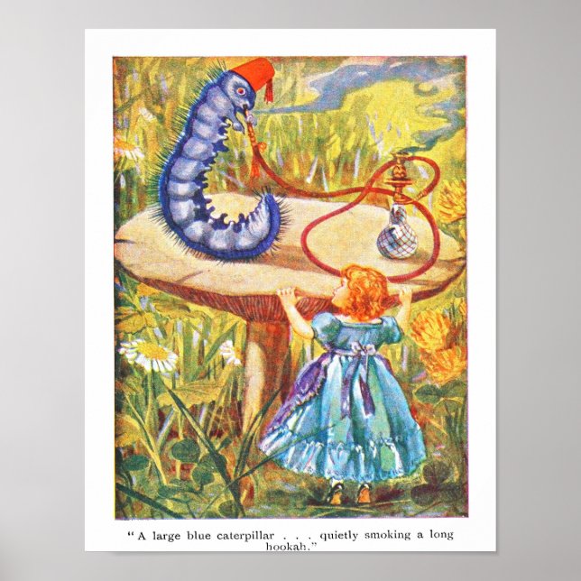 Alice in Wonderland Caterpillar With Hookah Poster (Front)