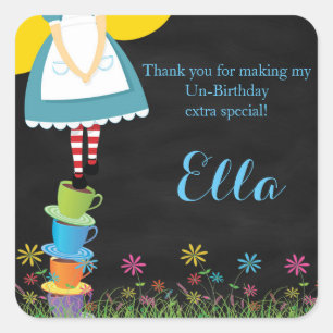 Alice in Wonderland Chalkboard Favour Stickers