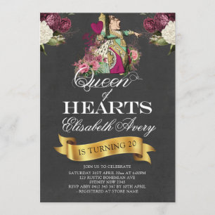 Alice in Wonderland Chalkboard Queen Invitation