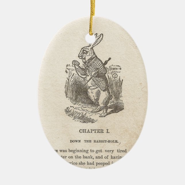 Alice In Wonderland, Chapter One, Down the Rabbit Ceramic Ornament (Front)