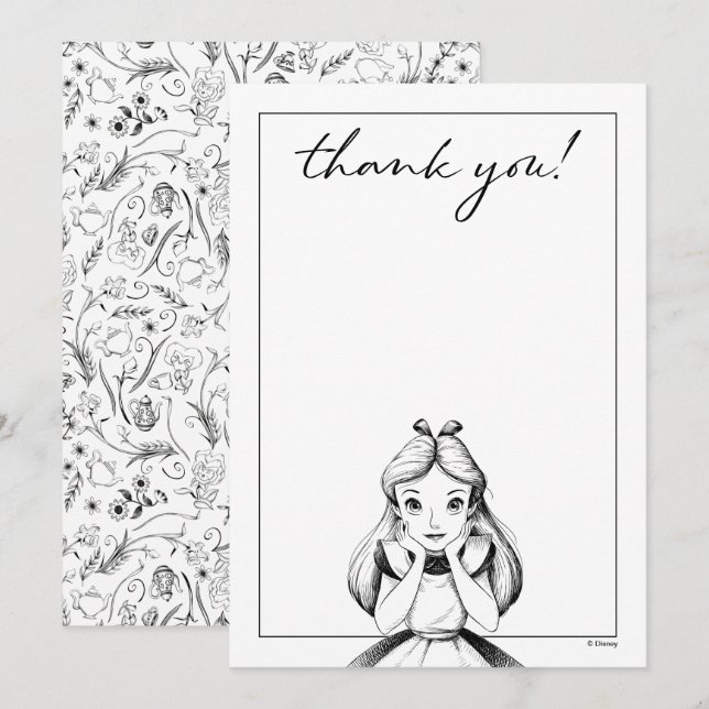 Alice in Wonderland - Cheshire Cat Baby Shower Thank You Card (Front/Back)