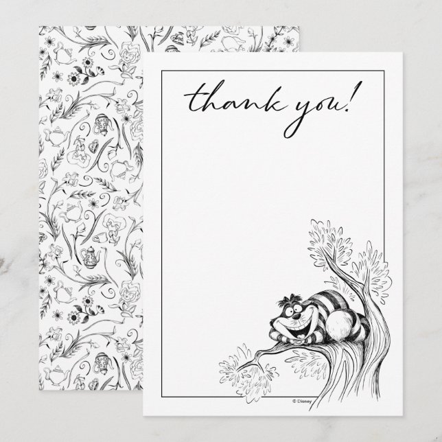 Alice in Wonderland - Cheshire Cat Baby Shower Thank You Card (Front/Back)