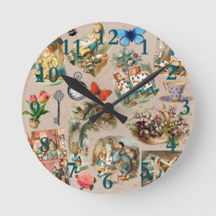 Alice in Wonderland Cheshire Cat Characters Round Clock