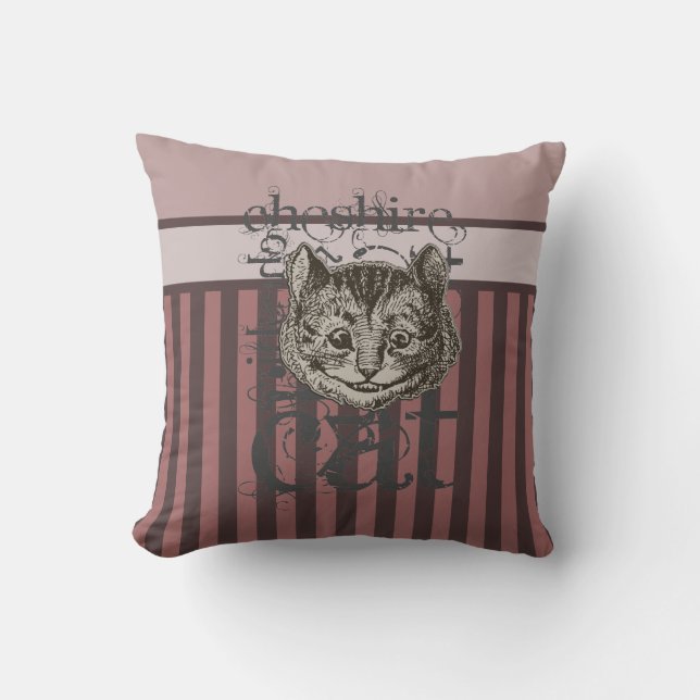 Alice In Wonderland Cheshire Cat Grunge (Pink) Throw Pillow (Front)