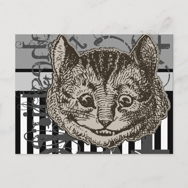 Alice In Wonderland Cheshire Cat Grunge Postcard (Front)