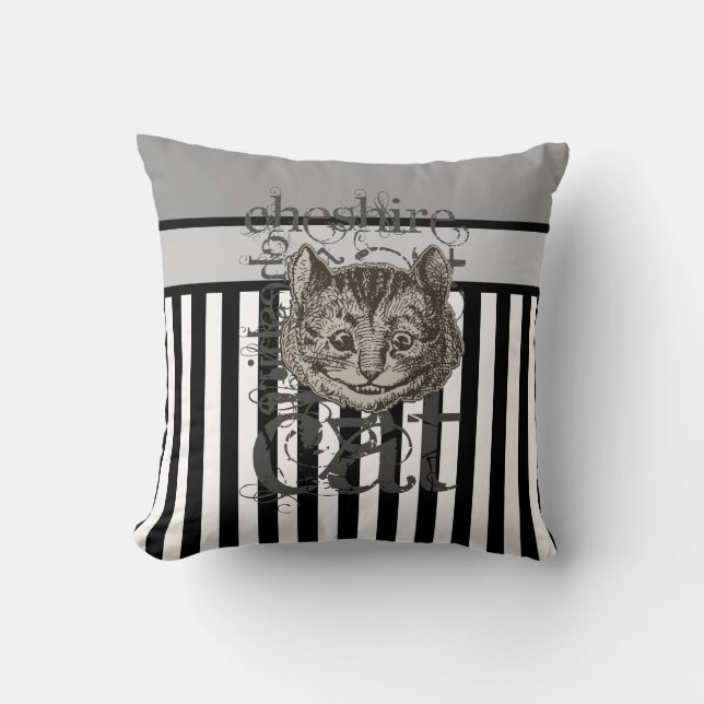 Alice In Wonderland Cheshire Cat Grunge Throw Pillow (Front)