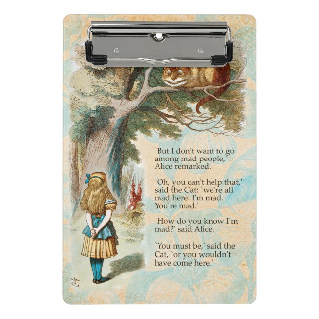 Alice in Wonderland Cheshire Cat Mad  Mini Clipboard (Front)