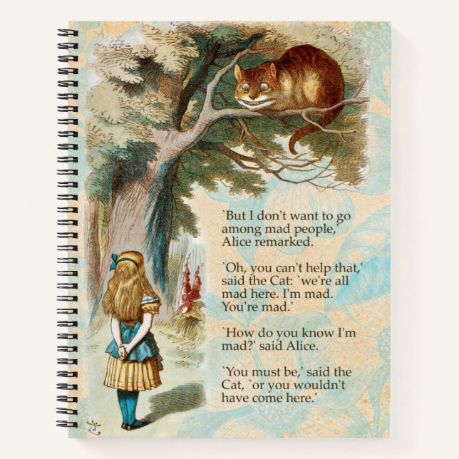 Alice in Wonderland Cheshire Cat Mad  Notebook (Front)