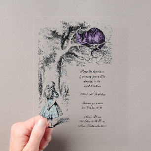 Alice in Wonderland Cheshire Cat Unbirthday Acrylic Invitations