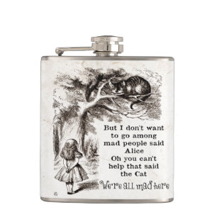 Alice in Wonderland; Cheshire Cat with Alice Hip Flask