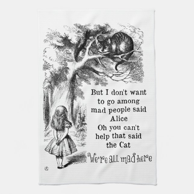 Alice in Wonderland; Cheshire Cat with Alice Kitchen Towel (Vertical)