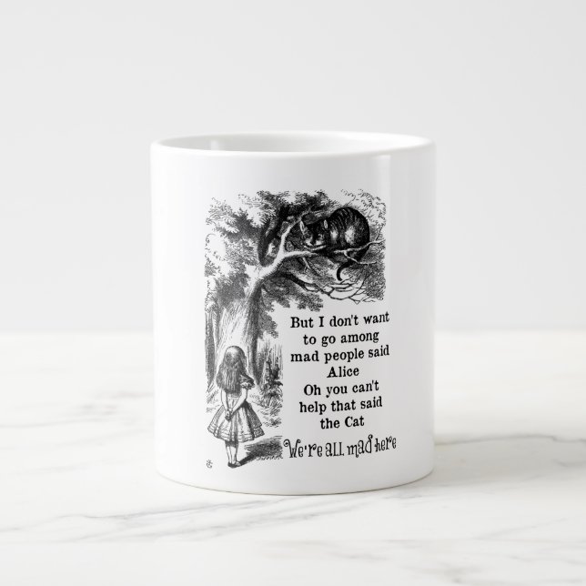 Alice in Wonderland; Cheshire Cat with Alice Large Coffee Mug (Front)