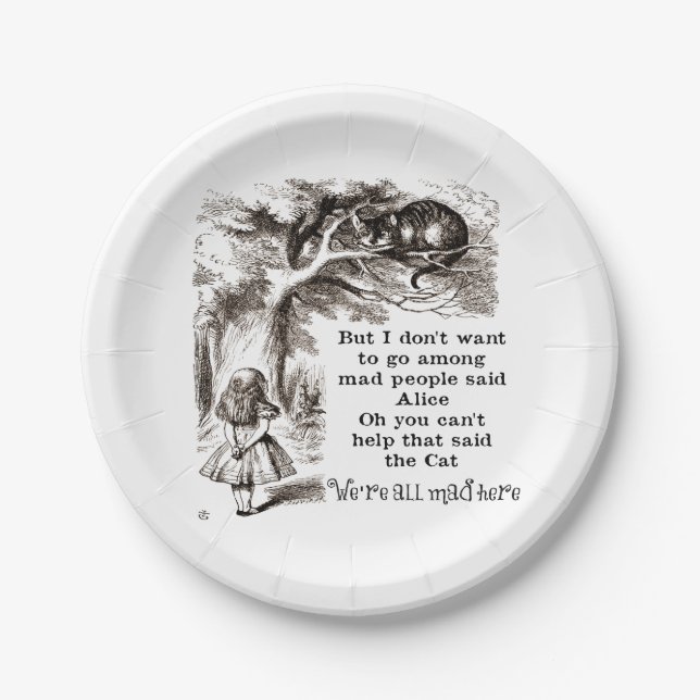 Alice in Wonderland; Cheshire Cat with Alice Paper Plate (Front)