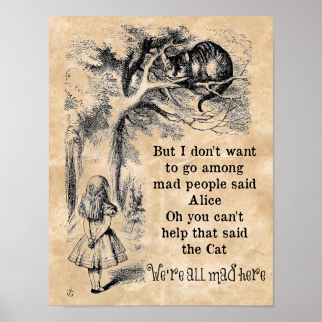 Alice in Wonderland; Cheshire Cat with Alice Poster (Front)