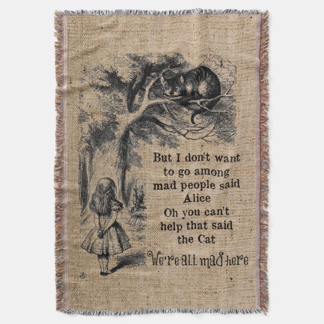 Alice in Wonderland; Cheshire Cat with Alice Throw Blanket (Front Vertical)