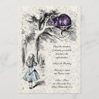Alice in Wonderland Cheshire Tea Party Birthday Invitation