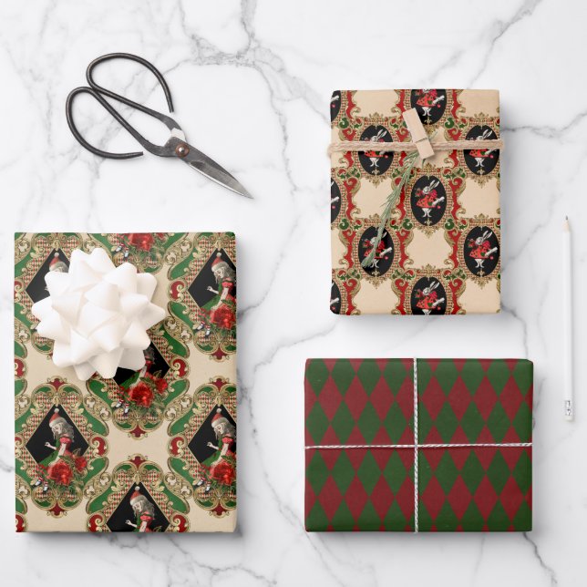 Alice In Wonderland Christmas Wrapping Paper Sheet (Front)