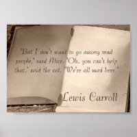 Alice In Wonderland Citation Lewis Carroll Poster