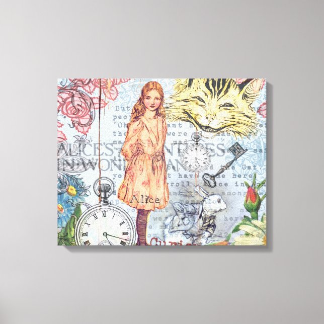 Alice in Wonderland Classic Cheshire Rabbit Alice Canvas Print (Front)