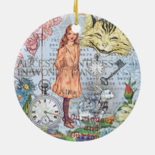 Alice in Wonderland Classic Cheshire Rabbit Alice Ceramic Ornament
