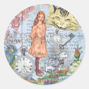 Alice in Wonderland Classic Cheshire Rabbit Alice Classic Round Sticker