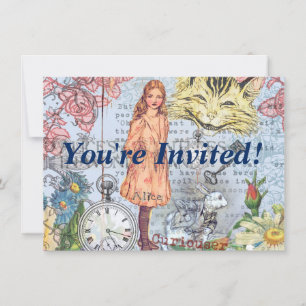 Alice in Wonderland Classic Cheshire Rabbit Alice Invitation