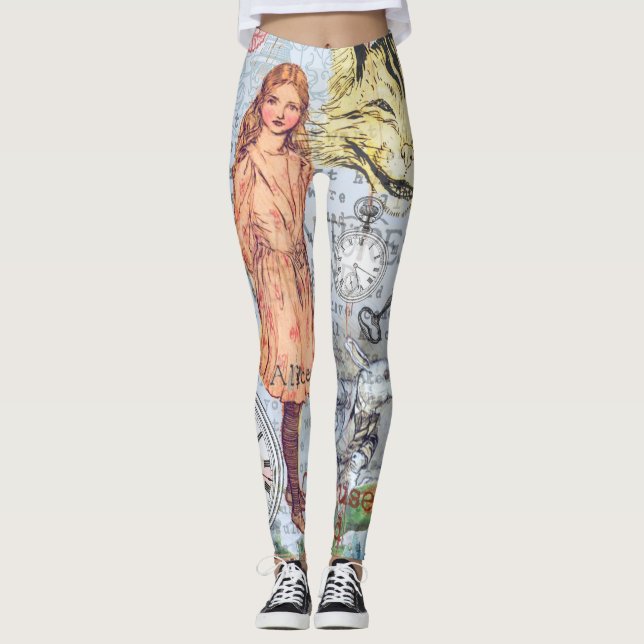 Alice in Wonderland Classic Cheshire Rabbit Alice Leggings (Front)