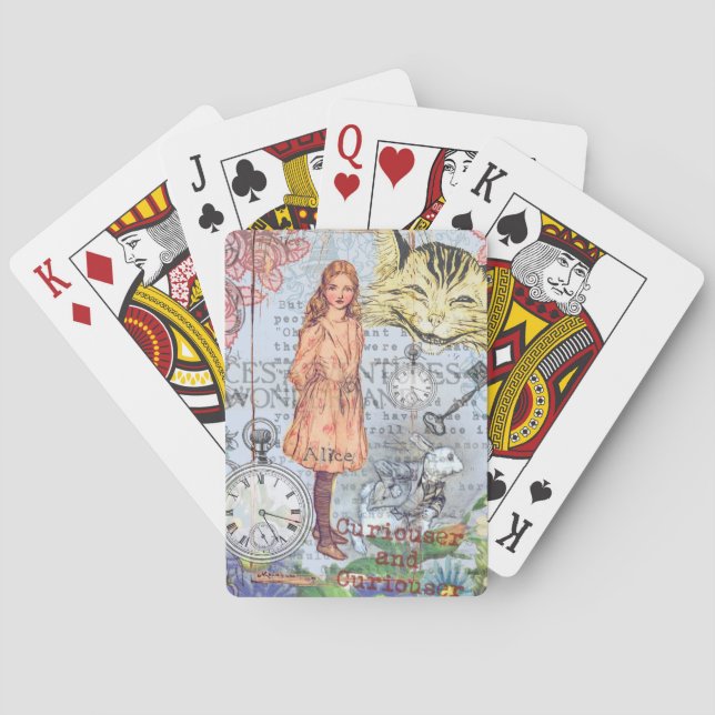 Alice in Wonderland Classic Cheshire Rabbit Alice Playing Cards (Back)