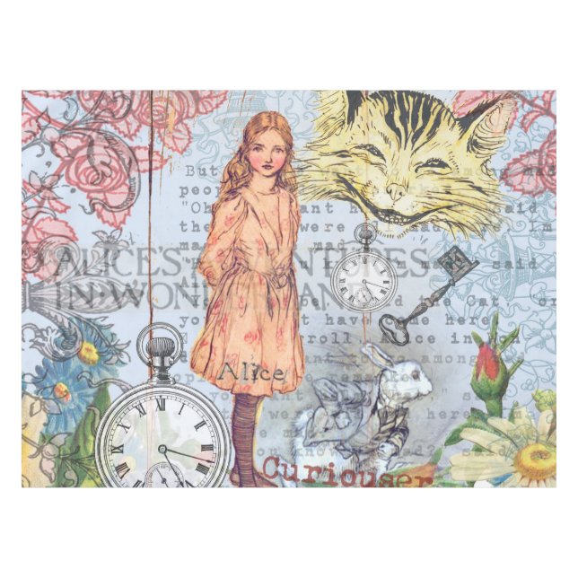 Alice in Wonderland Classic Cheshire Rabbit Alice Tablecloth (Front (Horizontal))