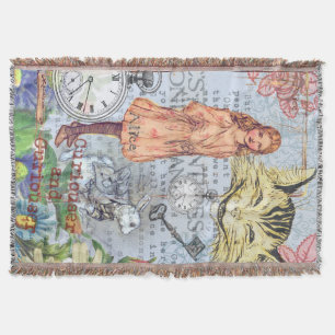 Alice in Wonderland Classic Cheshire Rabbit Alice Throw Blanket