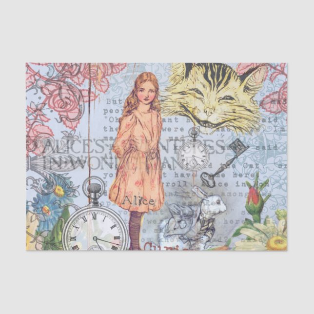 Alice in Wonderland Classic Cheshire Rabbit Alice Tissue Paper (Front)