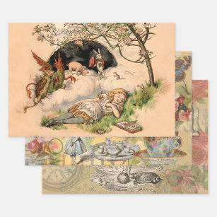 Alice in Wonderland Classic Illustrations Wrapping Paper Sheet