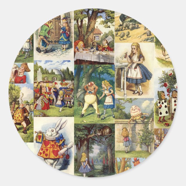 alice in wonderland classic round sticker (Front)