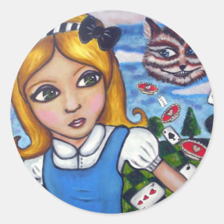 Alice in wonderland classic round sticker