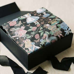 Alice In Wonderland Collage Decoupage Black Tissue Paper