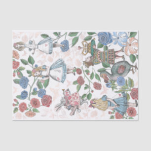 Alice In Wonderland Collage Decoupage White Tissue Paper