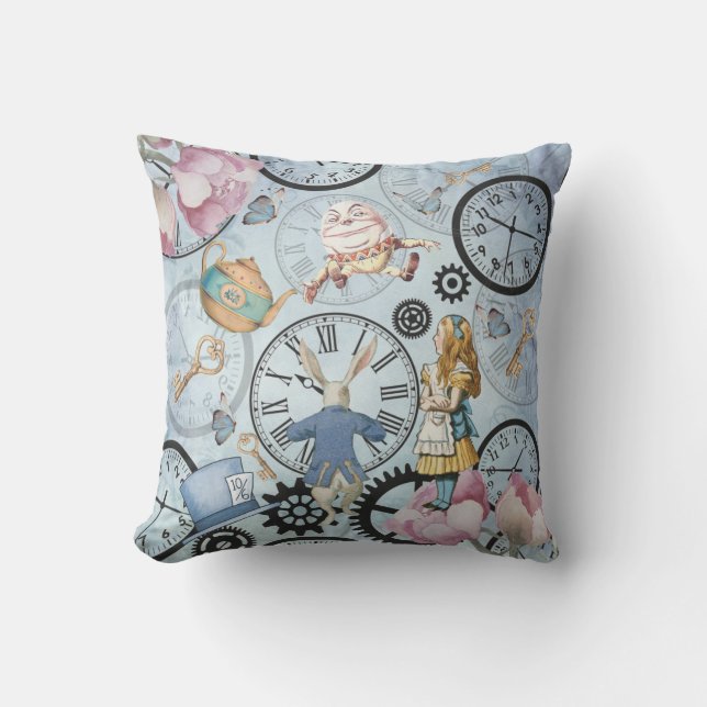 Alice In Wonderland Collage Throw Pillow (Front)