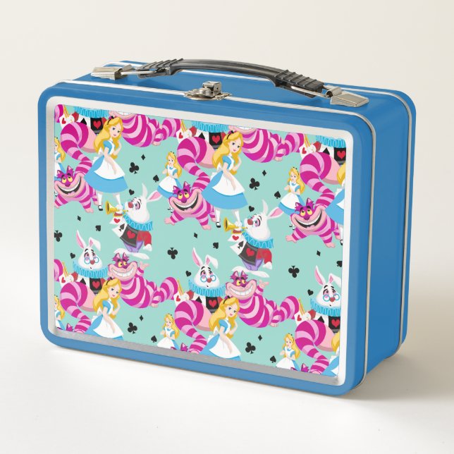 Alice In Wonderland | Colorful Fun Pattern Metal Lunch Box (Front)