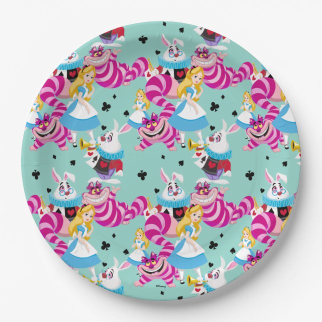 Alice In Wonderland | Colorful Fun Pattern Paper Plate (Front)