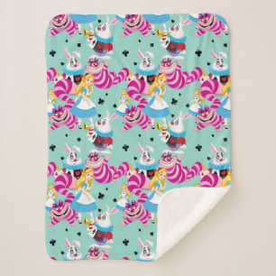 Alice In Wonderland   Colorful Fun Pattern Sherpa Blanket