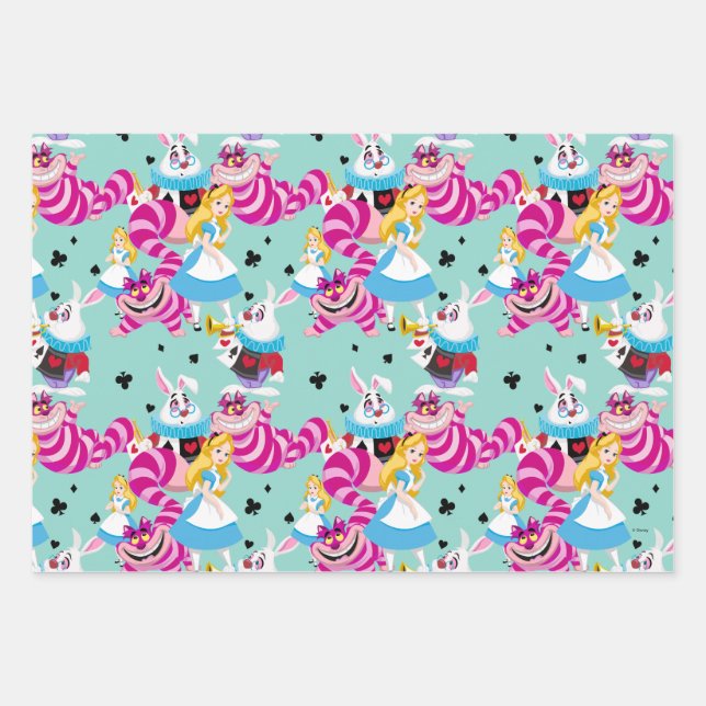 Alice In Wonderland | Colorful Fun Pattern Wrapping Paper Sheet (Front)