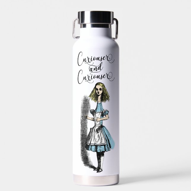 Alice in Wonderland Curiouser and Curiouser  Water Bottle (Front)