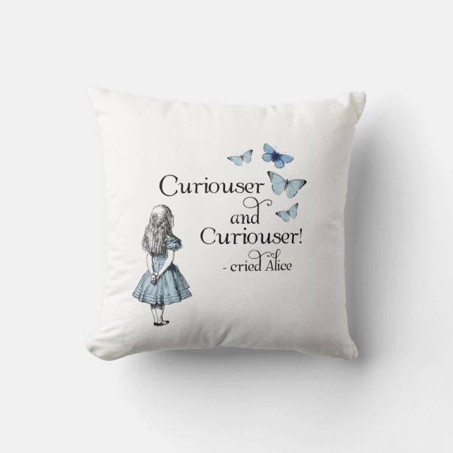 Alice in Wonderland Curiouser Butterflies Pillow (Front)
