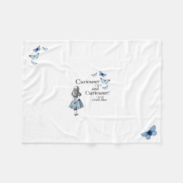 Alice in Wonderland Curiouser Fleece Blanket (Front (Horizontal))