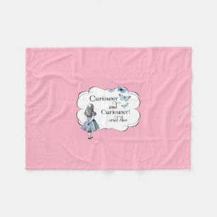 Alice in Wonderland Curiouser Pink Fleece Blanket